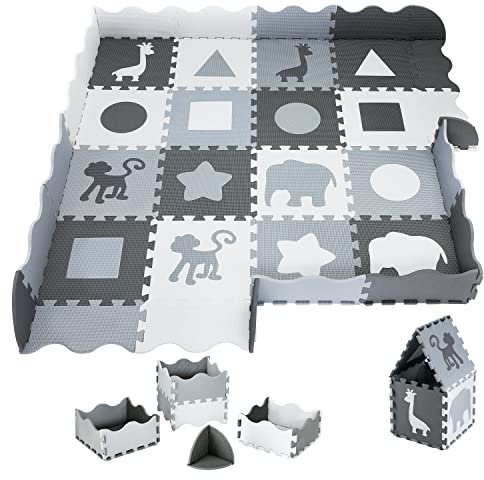 Moby-System Puzzlematte für Babys - Krabbelmatte & Krabbeldecke, 150 x 150 cm, schadstofffreie Spielmatte für Jungen & Mädchen, geruchlos, wasserdicht, extragroß