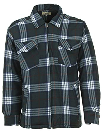 Hoang Thermojacke Herren Holzfällerjacke Hemdjacke Flanell Jacke Arbeitsjacke Kariert Gefüttert, Farbe:grün, Größe:L