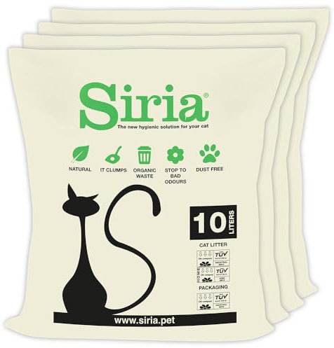 Siria 40L-Litière pour Chats Végétale et Agglomérante-Lot 4 Sacs de 10 litres