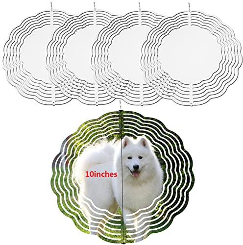 5 pcs Sublimation Wind Spinner Blanks 10 INCH Round Sublimation Blanks Products Stainless Steel Metal Indoor Outdoor Garden Decoration for Heat Press Transfer Sublimation Blank Gift