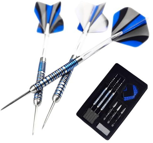 Formula Sports 90% Tungsten Steel Tip Darts Set - Professional Darts Metal Tip Set Available in 21g/22g/23g/24g, with Aluminum Shafts, Tungsten Barrels, Extra Flights, Sharpener