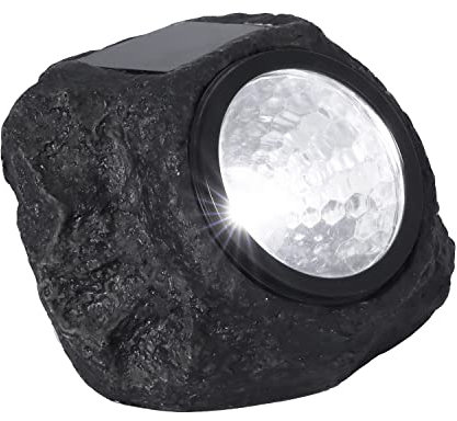 Velamp Lampe Solaire LED avec Design en Forme de Pierre, Pierre Solaire LED. En Plastique. Lumière pour Jardin, Terrasse, Allées, Balcons