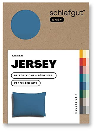 Schlafgut Easy Jersey Kissenbezug 40x60 cm Blue Mid mit 100% Baumwolle, superweicher & atmungsaktiver Kopfkissenbezug
