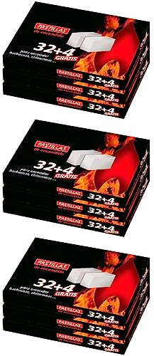 Tradineur - Pack de 9 paquetes de 36 pastillas enciendefuegos, encendido de barbacoas, chimeneas, hogueras, cocinas de leña, estufas, blanco