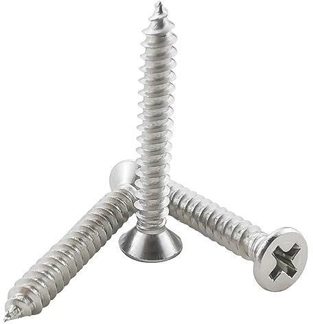 Fajoeda 60 Stück Holzschrauben Kreuzschlitz,M4 X 30 mm Senkkopfschrauben Edelstahl A2 - V2A Vollgewinde mit Senkkopf Selbstschneidende Schrauben(10mm bis 30mm verfügbar)