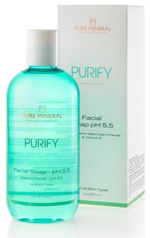Pure Mineral - Sapone Viso Equilibrante pH 5.5 - Detergente Delicato con Vitamina E - Per Tutti i Tipi di Pelle - Senza siliconi, solfati, parabeni - 250ml