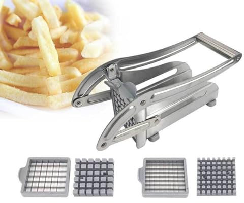 Eldtec Cortador de patatas fritas de acero inoxidable, Cortador patatas paja, Cortador manual de alimentos para patatas, zanahorias, pepinos, Corte rápido con cuchillas de 3664 agujeros