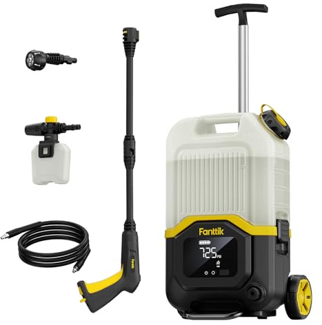 Fanttik NB8 Ultra Cordless Pressure Washer w/4.0 Gal Tank, Max 725PSI Electric Power Washer with 5-in-1 Nozzle, 20FT Hose, Adjustable Pressure, Power Cleaning for Car Washing, Patio