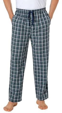 Jveyvth Mens Pyjama Pants 100% Cotton Plaid Sleep & Lounge Pants, PJ Bottoms with Pockets and Button Fly