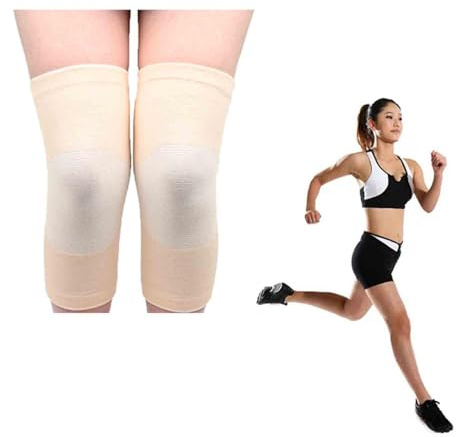 1 par de rodilleras de bambú con compresión, rodillera de bambú con banda de compresión, soporte para rodilla, rodillera para mujer y hombre de bambú, transpirable y cómoda (caqui, XXL)