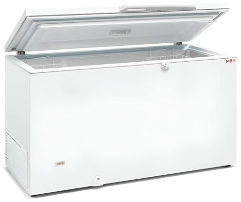 MBH - Congélateur coffre industriel 88 L avec couvercle abattant, thermostat réglable, serrure et isolation efficace pour cuisine, bar et restauration (600x530x835 mm)