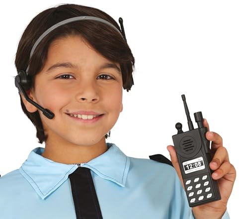 FIESTAS GUIRCA | Walkie Talkie Set with Headphones - Game Gadget for Police Fancy Dress Costume - Ideal for Fancy Dress Parties, Carnival and Halloween - Accessory for All Users - Black