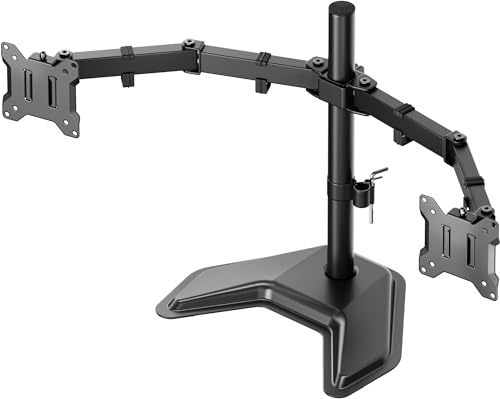 monTEK Freestanding Dual Monitor Stand for 17-32 Screens, 22 lbs Each