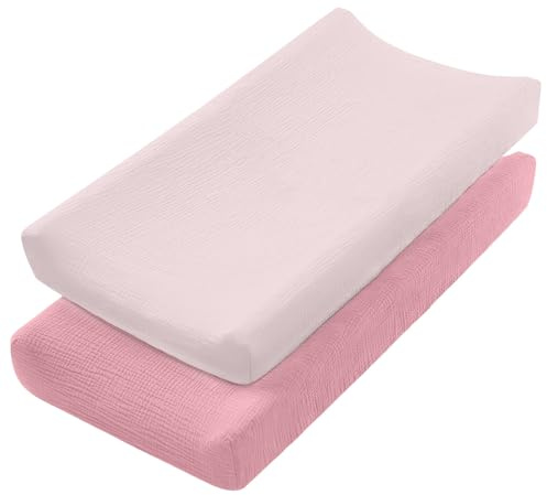 Lot de 2 housses en coton respirant pour matelas à langer pour poussettes et lit de chevet