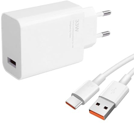 Caricabatterie USB C da 33 W per Xiaomi Redmi Note 13/12/11 Pro 5G, Mi 12/11 Ultra/Pro, Poco X6 X5 X4, Pad 6/5 con cavo di ricarica da 2 m, caricatore rapido Turbo Charge Adapter per smartphone Xiaomi
