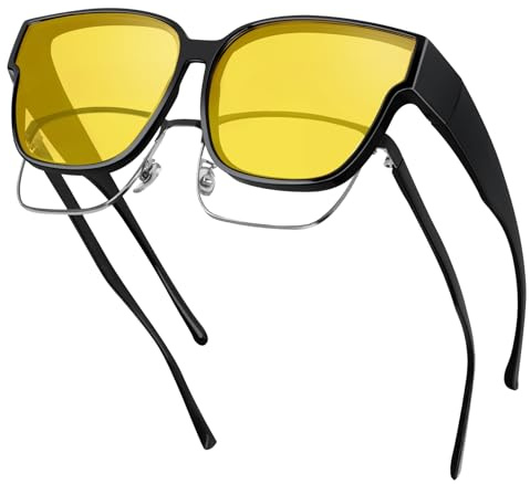 MELLIEX Occhiali Guida Notturna Polarizzati Uomo Donna Moda Sovraocchiali da Sole Protezione UV400 Anti-riflesso Occhiali Lenti Gialle per Guida, Ciclismo, Pesca