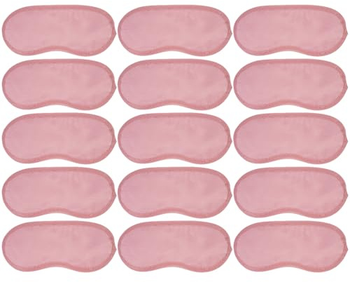 15 stycken ögonmask sovmask rosa, ögonbindning mjuk bärbar för kvinnor män, blockerar ljus, lätta målbara sömnglasögon med elastiska remmar för resor, tupplurar, spel, festtillbehör