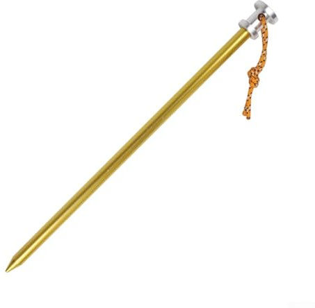 Honseadek Estacas de aluminio resistentes para tienda de campaña, paquete de 8 estacas de 23 cm con agujeros de cuerda para arena, barro y césped (amarillo)