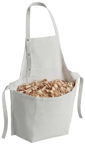 Cuffbow 2 in 1 Woodworking Apron with Large Chip Catcher Pouch, Detachable Heavy Duty Canvas Wood Carving Shop Apron for Men, Tool Pockets, Leather Patches, Gift for Woodworkers, DIY Projects
