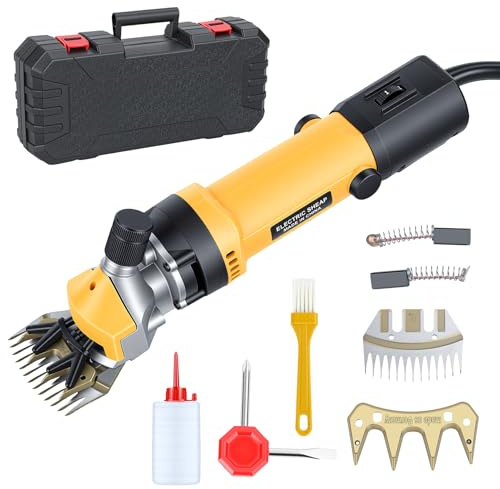 850W 6 Speed Electric Sheep Shears, Livestock Clippers with 2 Durable Blades, Professional Heavy Duty Electric Wool Clippers for Farm Livestock Horses Goats Alpacas