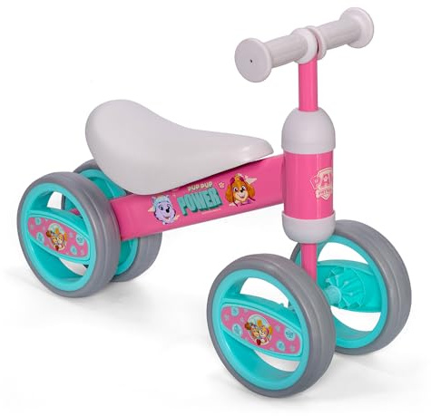 Bicicleta infantil con 4 ruedas para niños a partir de 1 año, diseño de Spiderman Paw Patrol y Stitch, bicicleta de equilibrio para niños y niñas máx. 20 kg (rosa)