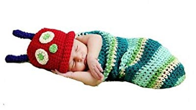 Dtailz Caterpillar, Newborn Baby phoyoshoot props outfit Girl/Boy Crochet Knit Costume Photo Photography easter Prop Hats Outfits