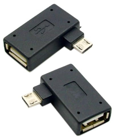 chenyang 2 Pack Micro USB OTG Power Adapter 2 in 1 Micro USB Male to USB 2.0 Female 90 Degree Angled Connector Adapter