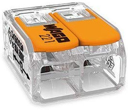 10 pièces Wago 221-612 borne de raccordement 2 fils avec levier 0,5-6 qmm petit modèle, transparent