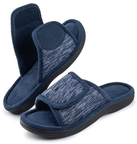 RockDove Pantofole da Uomo Avvolgenti Regolabili in Memory Foam, Blu Navy, 42/43 EU