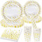 80 Piezas Juego de vajilla para fiestas, 20 invitados platos de papel, vasos de papel, servilletas, pajitas Juego De Vajilla Desechable, elegante vajilla de papel Vajilla de Fiesta Platos para bodas