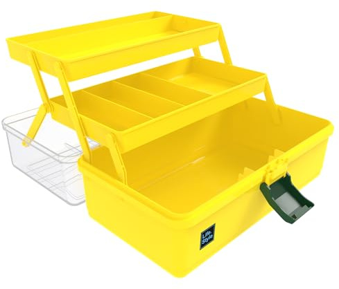 Calogy Rifornimenti d'Arte 33 cm 3 Strati di plastica per Cucire Craft Box con Maniglia Scatola di immagazzinaggio per Medicine, Strumenti, Cosmetici, Giocattoli, Penna