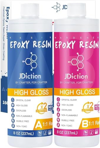 JDiction Epoxidharz mit Härter - 474ml / 16oz epoxidharz glasklar gießharz - 1: 1 Verhältnis Profi Qualität glasklar & geruchsarm - Gießharz für Holz, Schmuckherstellung, Malerei