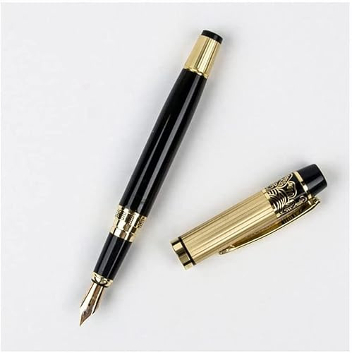 LIOONS Vintage Pens Black Fountain Pen Lacquer Rollerball Pen Stunning Luxury Pen with 0.5mm Fine Nib Best Roller Ball Pen Gift for Men & Women for journaling