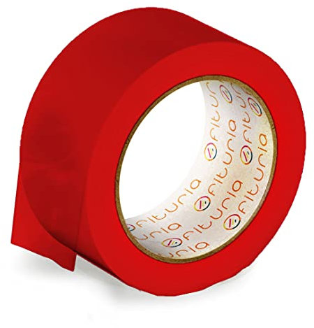 OFITURIA Nastro Adesivo, Colore Rosso, Nastro per Imballaggio e Organizzazione di Scatole e Spedizioni, Sigillo di Vari Colori Vivaci 66 mt x 48 mm (1 unità - Rosso)
