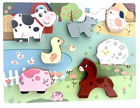 RB&G Holzpuzzle mit großen Teilen -Farm Bauernhof Puzzle für Kinder ab 1 Jahr Puzzle Baby