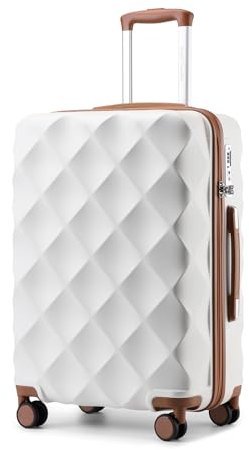 British traveller Hartschalenkoffer Mittelgroß Handgepäck Koffer 61 * 42 * 26cm Reisekoffer Mittelgroß Koffer Trolleys ABS+PC mit TSA-Schloss Rollkoffer Suitcase Creme