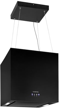 Klarstein chandelier island hood – free-hanging extractor hood, chandelier cooking island, extractor with filter, with recirculation, ceiling mounting, 45 cm, black