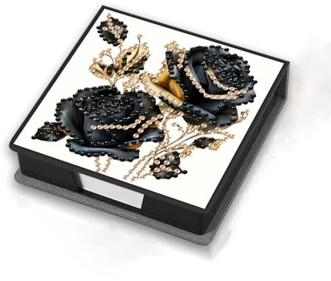 Scatola portaoggetti per appunti fai da te con pittura a diamante, per appunti e carta per messaggi, riutilizzabile, per organizzare la scrivania, colore rosa, 4