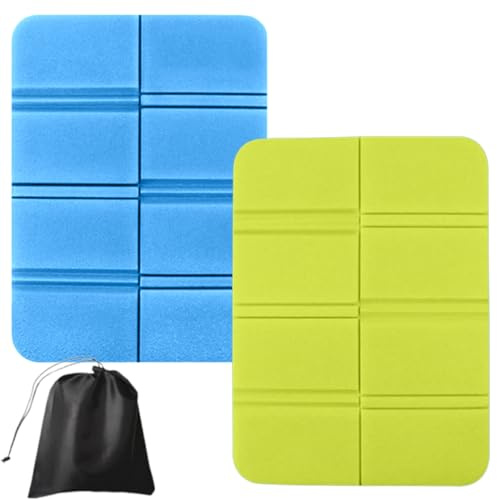 2 Pezzi Tappetino Pieghevole Campeggio, Cuscino Stadio, Cuscino da Stadio Sedile in Schiuma XPE Impermeabile, Cuscino da Esterno Pieghevole per Picnic, Spiaggia, Viaggi, Escursionismo e Giardinaggio