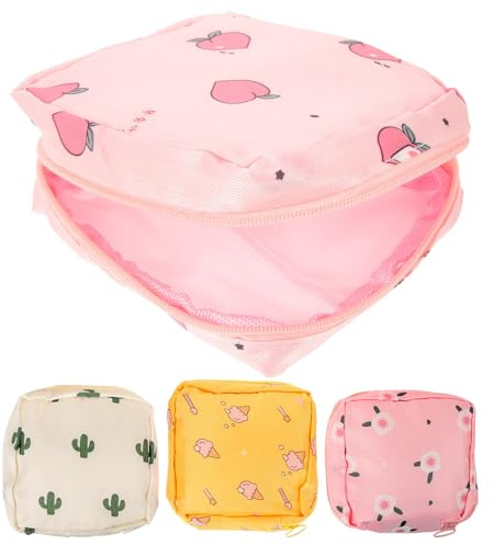 Hemobllo Bolsa Portátil para Compresas Higiénicas 4 Unidades Tela Multicolor Cierre Práctico Organizador para Higiene Femenina y Uso Diario