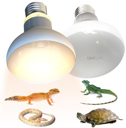 Nzkeuf 100W Reptile Heat Lamp, E27 Lamp Bulb for Reptiles, Daylight Basking Spot Lamp for Bearded Dragons, Tortoises, Turtles, Lizards & Amphibians,Reptile Heater for Home Terrariums & Breeding