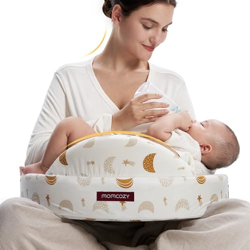 momcozy Cuscino per Allattamento con Sponde di Sicurezza, Memory Foam Ferma ed Elastico, Supporto Ergonomico Stabile, Cuscino Ampio, Fodera Rimovibile e Regolabile，Cielo Stellato