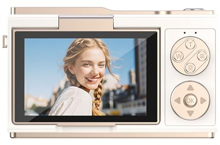 Yctze Cámara Digital 4K para Fotografía con Enfoque Automático de 48MP Cámara Digital 4K para Fotografía con Enfoque Automático Vlog de 48MP con Pantalla de 3 Pulgadas y 180 Grados de Viaje con