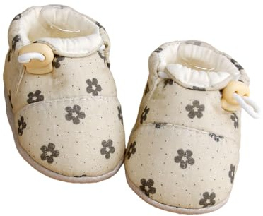 JTQYFI 1 paire de chaussures antidérapantes en coton pour chaussures d'apprentissage de la marche avec fond souple pour bébés qui apprennent à courir à l'intérieur, dessous non antidérapant