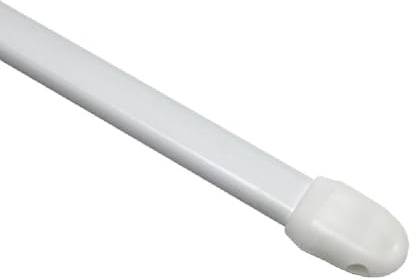 GARDINIA Barre de Vitrage, Embouts d'Extrémité en Plastique et Crochets à Vis Inclus, Extensible, 100 - 160 cm, Blanc, Métal/Plastique