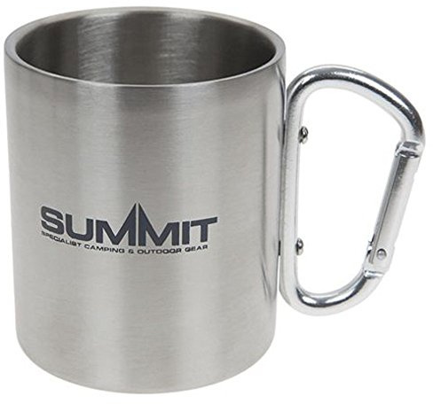 Summit 300ml Stainless Steel Mug - Double Wall Carabineer Handled - Camping Hiking