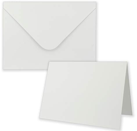 40x Faltkarten-Set inklusive Briefumschläge größer als DIN B6 - Übergröße - Blanko Einladungs-Karten in Weiß - Klappkarten mit Umschlägen