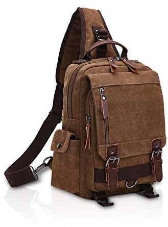 FANDARE Unisexo Bolso Pecho Lienzo Bolsos de Hombre Sling Crossbody Bag Mujer Bolsos Cruzados Bandoleras Cruzada Mochilas para Viaje Deportes Gimnasio Senderismo Ciclismo Montañismo