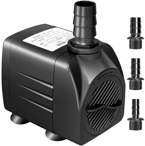 GROWNEER 550GPH Submersible Pump 30W Fountain Water Pump, 2000L/H, with 7.2ft High Lift, 3 Nozzles for Aquarium, Fish Tank, Pond, Hydroponics, Statuary, Pool
