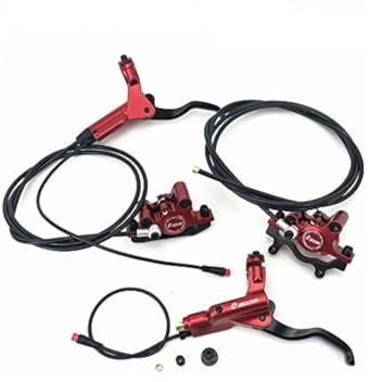 Zoom Hydraulic Disc Brake for E-bike HB-875-E Front & Rear Set No Rotor (Red)